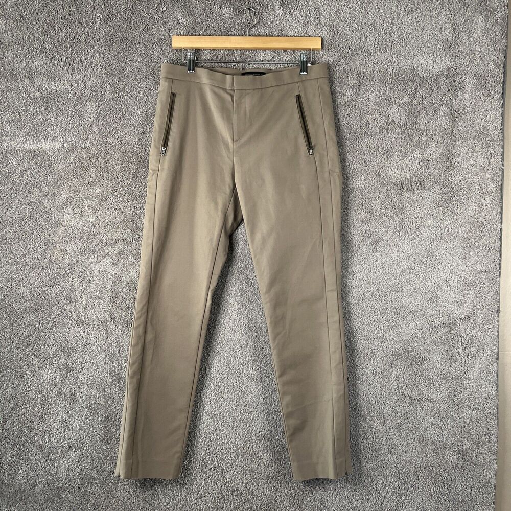 Banana Republic Dress Pants Womens 8 Brown Flat Front Zip Pockets Straight Leg